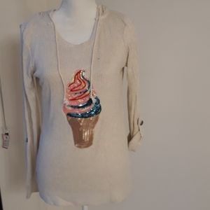 Cream colored hooded tunic